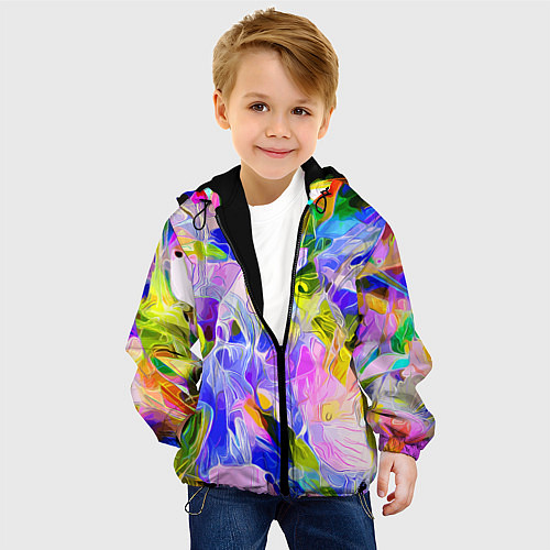 Детская куртка Красочный цветочный узор Весна - Лето 2023 Colorfu / 3D-Черный – фото 4