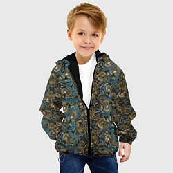 Куртка с капюшоном детская Классические узоры текстуры, цвет: 3D-черный — фото 2