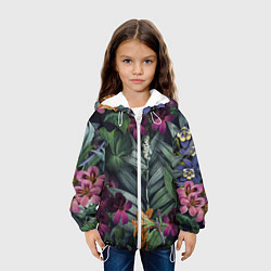 Куртка с капюшоном детская Цветы Ночные, цвет: 3D-белый — фото 2