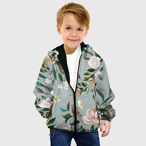 Детская куртка Цветы Цветочный Букет / 3D-Черный – фото 4