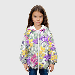 Куртка с капюшоном детская Цветы Красочный Луговой Узор, цвет: 3D-белый — фото 2