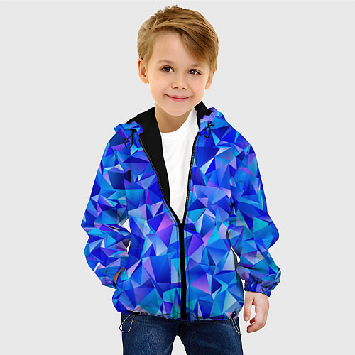 Детская куртка СИНЕ-ГОЛУБЫЕ полигональные кристаллы / 3D-Черный – фото 4