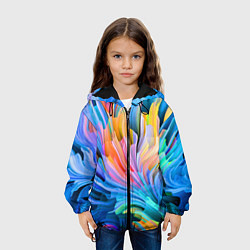 Куртка с капюшоном детская Красочный абстрактный паттерн Лето Colorful Abstra, цвет: 3D-черный — фото 2