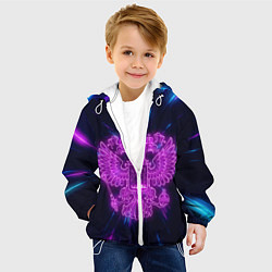 Куртка с капюшоном детская НЕОН ГЕРБ РФ CYBER, цвет: 3D-белый — фото 2