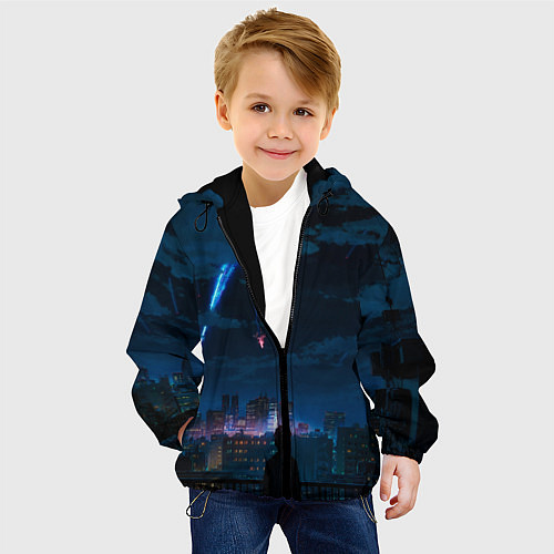 Детская куртка Мальчик смотрит в небо / 3D-Черный – фото 4