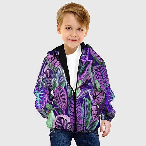 Детская куртка Цветы Яркие Тропики / 3D-Черный – фото 4