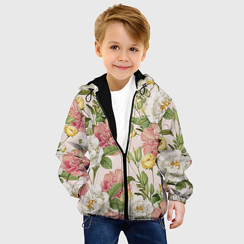 Детская куртка Цветы Английские Розы / 3D-Черный – фото 4