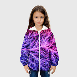 Куртка с капюшоном детская Авангардный неоновый паттерн Мода Avant-garde neon, цвет: 3D-белый — фото 2