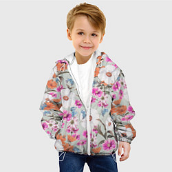 Куртка с капюшоном детская Цветы Аргемоны и Герберы, цвет: 3D-белый — фото 2