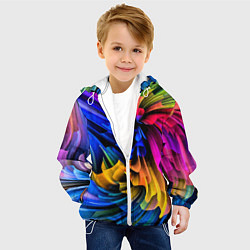 Куртка с капюшоном детская Абстрактная неоновая композиция Abstract neon comp, цвет: 3D-белый — фото 2