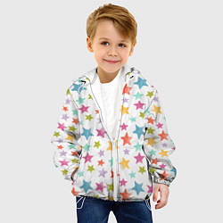Куртка с капюшоном детская Яркие и разноцветные звезды, цвет: 3D-белый — фото 2