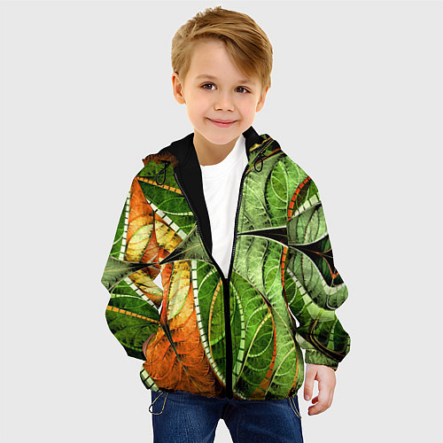 Детская куртка Растительный абстрактный фрактальный паттерн Veget / 3D-Черный – фото 4