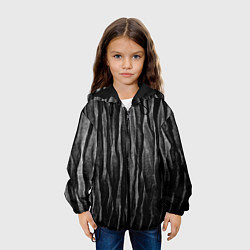 Куртка с капюшоном детская Полосы чорные серые роизвольные random black strip, цвет: 3D-черный — фото 2
