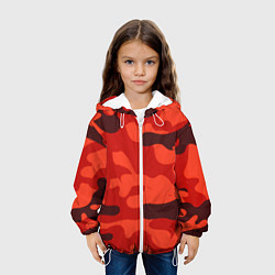 Куртка с капюшоном детская Рыжий камуфляж Огонь Пятна, цвет: 3D-белый — фото 2