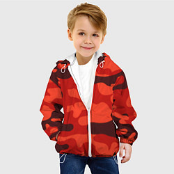 Куртка с капюшоном детская Рыжий камуфляж Огонь Пятна, цвет: 3D-белый — фото 2