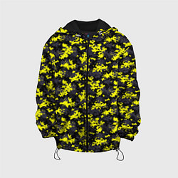 Куртка с капюшоном детская Камуфляж Пиксельный Чёрно-Жёлтый, цвет: 3D-черный