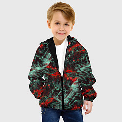 Куртка с капюшоном детская Красно-Белая Вулканическая Лава, цвет: 3D-черный — фото 2