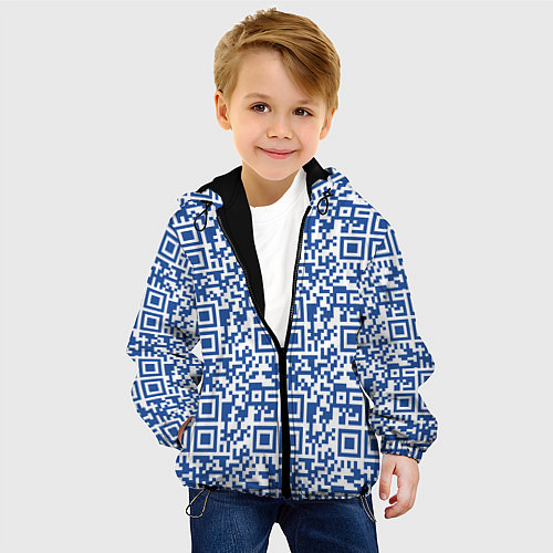 Детская куртка QR код паттерн синий / 3D-Черный – фото 4