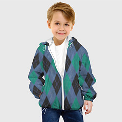 Куртка с капюшоном детская Стильный принт с ромбами, цвет: 3D-белый — фото 2