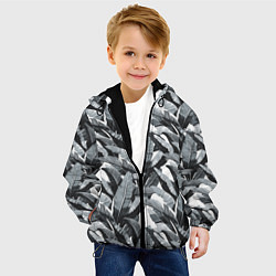 Куртка с капюшоном детская Чёрно-белые Листья Пальм, цвет: 3D-черный — фото 2