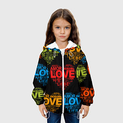 Куртка с капюшоном детская Love, Amor, Любовь - Неон версия, цвет: 3D-белый — фото 2