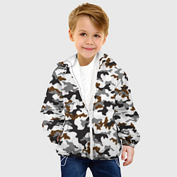 Куртка с капюшоном детская Камуфляж Чёрно-Белый Camouflage Black-White, цвет: 3D-белый — фото 2