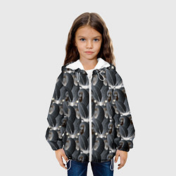 Куртка с капюшоном детская Стильные черные листья, цвет: 3D-белый — фото 2