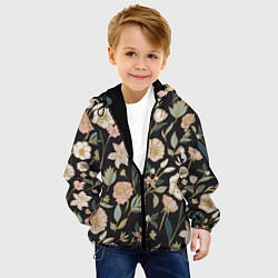 Куртка с капюшоном детская Цветы Астры На Чёрном Фоне, цвет: 3D-черный — фото 2
