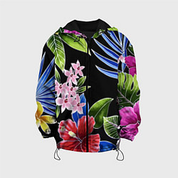 Куртка с капюшоном детская Floral vanguard composition Летняя ночь Fashion tr, цвет: 3D-черный