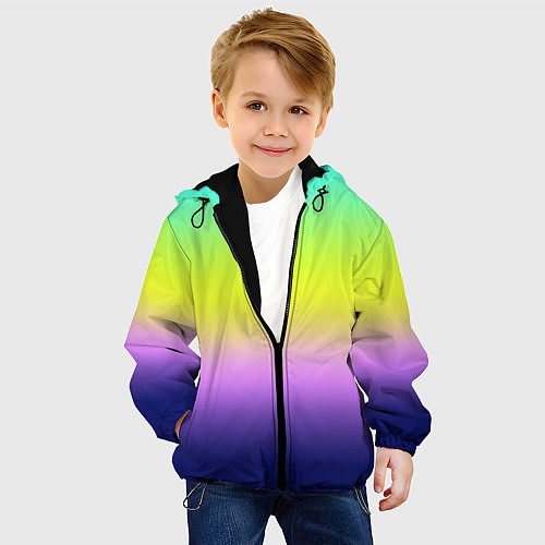 Детская куртка Разноцветный размытый фон градиент / 3D-Черный – фото 4