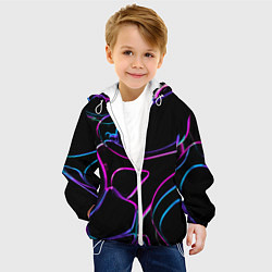 Куртка с капюшоном детская Неоновые линзы во тьме - Фиолетовый, цвет: 3D-белый — фото 2