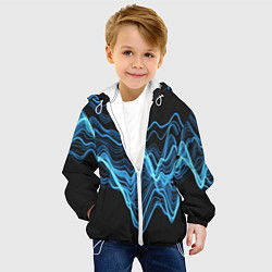 Куртка с капюшоном детская Синие волны-молнии, цвет: 3D-белый — фото 2
