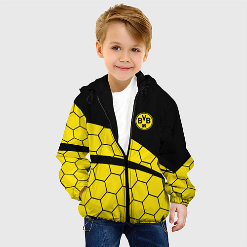 Детская куртка Боруссия - borussia желтые соты / 3D-Черный – фото 4