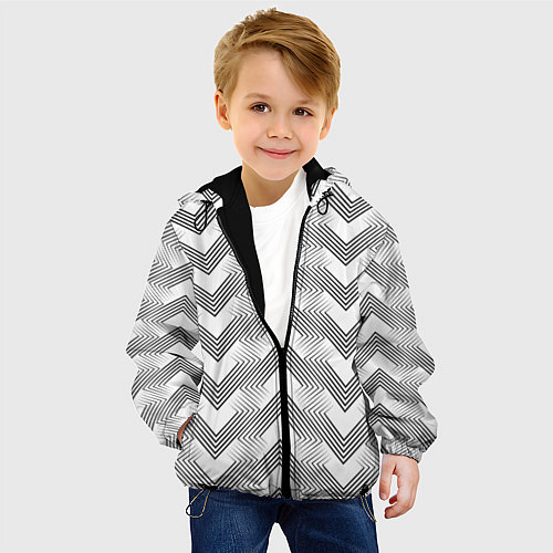 Детская куртка Геометрический узор арт деко на белом фоне / 3D-Черный – фото 4