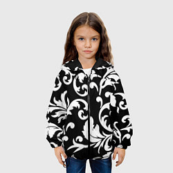 Куртка с капюшоном детская Minimalist floral pattern, цвет: 3D-черный — фото 2