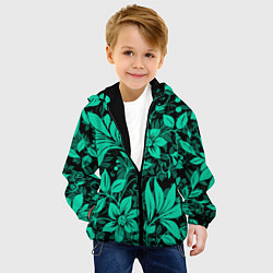 Куртка с капюшоном детская Ажурный цветочный летний орнамент, цвет: 3D-черный — фото 2