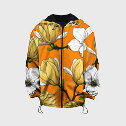 Куртка с капюшоном детская Удивительные летние тропические цветы с нераскрывш, цвет: 3D-черный
