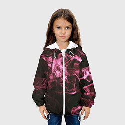 Куртка с капюшоном детская Неоновые пары дыма - Розовый, цвет: 3D-белый — фото 2