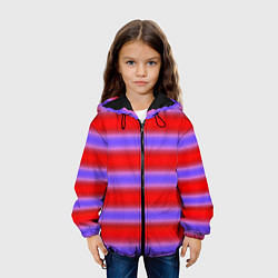 Куртка с капюшоном детская Striped pattern мягкие размытые полосы красные фио, цвет: 3D-черный — фото 2