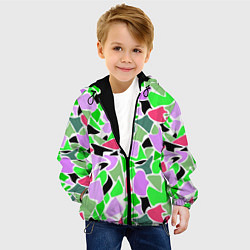 Куртка с капюшоном детская Abstract pattern green pink spots, цвет: 3D-черный — фото 2