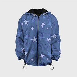 Куртка с капюшоном детская Gray-Blue Star Pattern, цвет: 3D-черный
