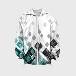 Куртка с капюшоном детская Geometric pattern Геометрический узор ромбы, цвет: 3D-белый