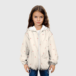 Куртка с капюшоном детская Вишня на бежевом фоне, цвет: 3D-белый — фото 2