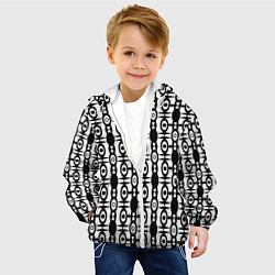 Куртка с капюшоном детская Черно-белый современный узор, цвет: 3D-белый — фото 2