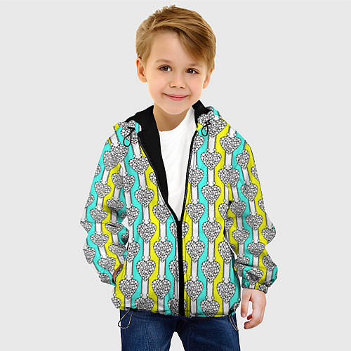 Детская куртка Striped multicolored pattern with hearts / 3D-Черный – фото 4