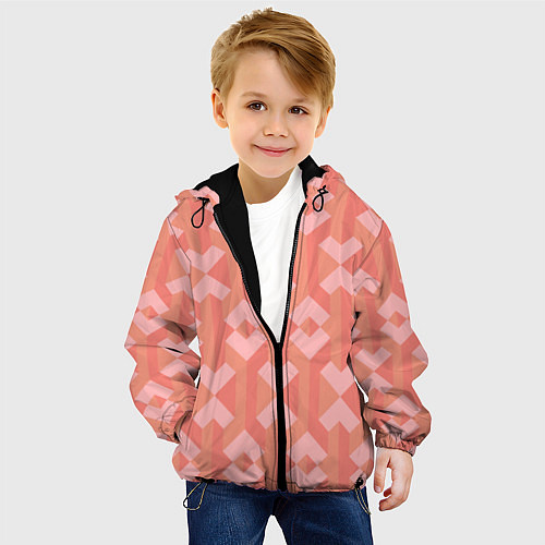 Детская куртка Геометрический узор розового цвета geometric pink / 3D-Черный – фото 4