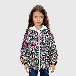 Куртка с капюшоном детская Цветная оптическая иллюзия, цвет: 3D-белый — фото 2