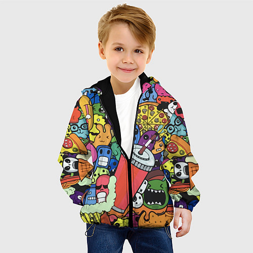Детская куртка Fast food pattern Pop art Fashion trend / 3D-Черный – фото 4