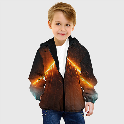 Детская куртка Неоновая крыша здания - Оранжевый / 3D-Черный – фото 4