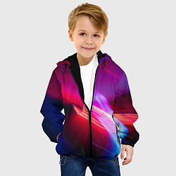 Куртка с капюшоном детская Неоновая палитра цветов - Красный, цвет: 3D-черный — фото 2